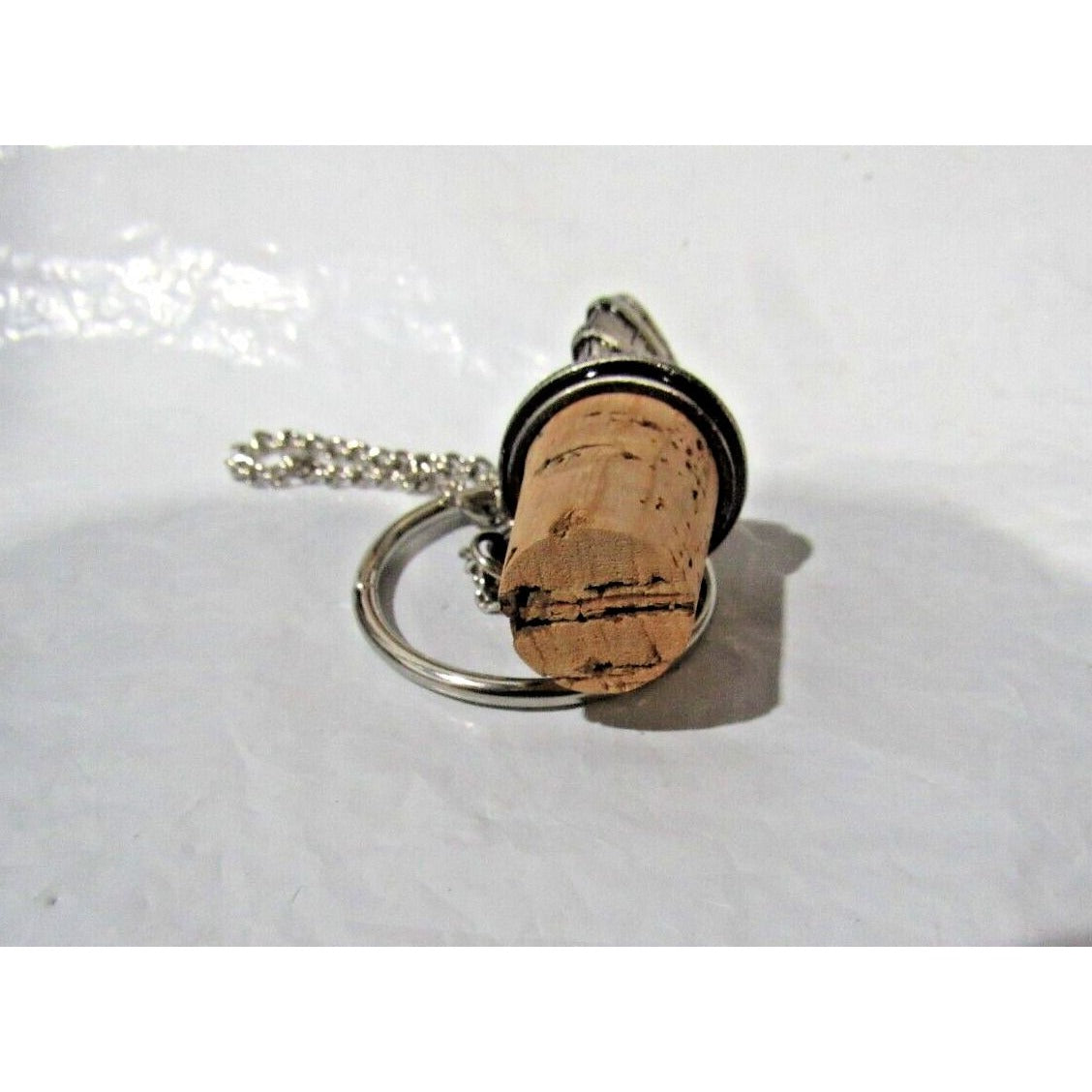 Solid Pewter Barrel w/Cork Wine Bottle Stopper w/Chain & Ring by Chenco, Inc.