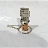 Solid Pewter Barrel w/Cork Wine Bottle Stopper w/Chain & Ring by Chenco, Inc.
