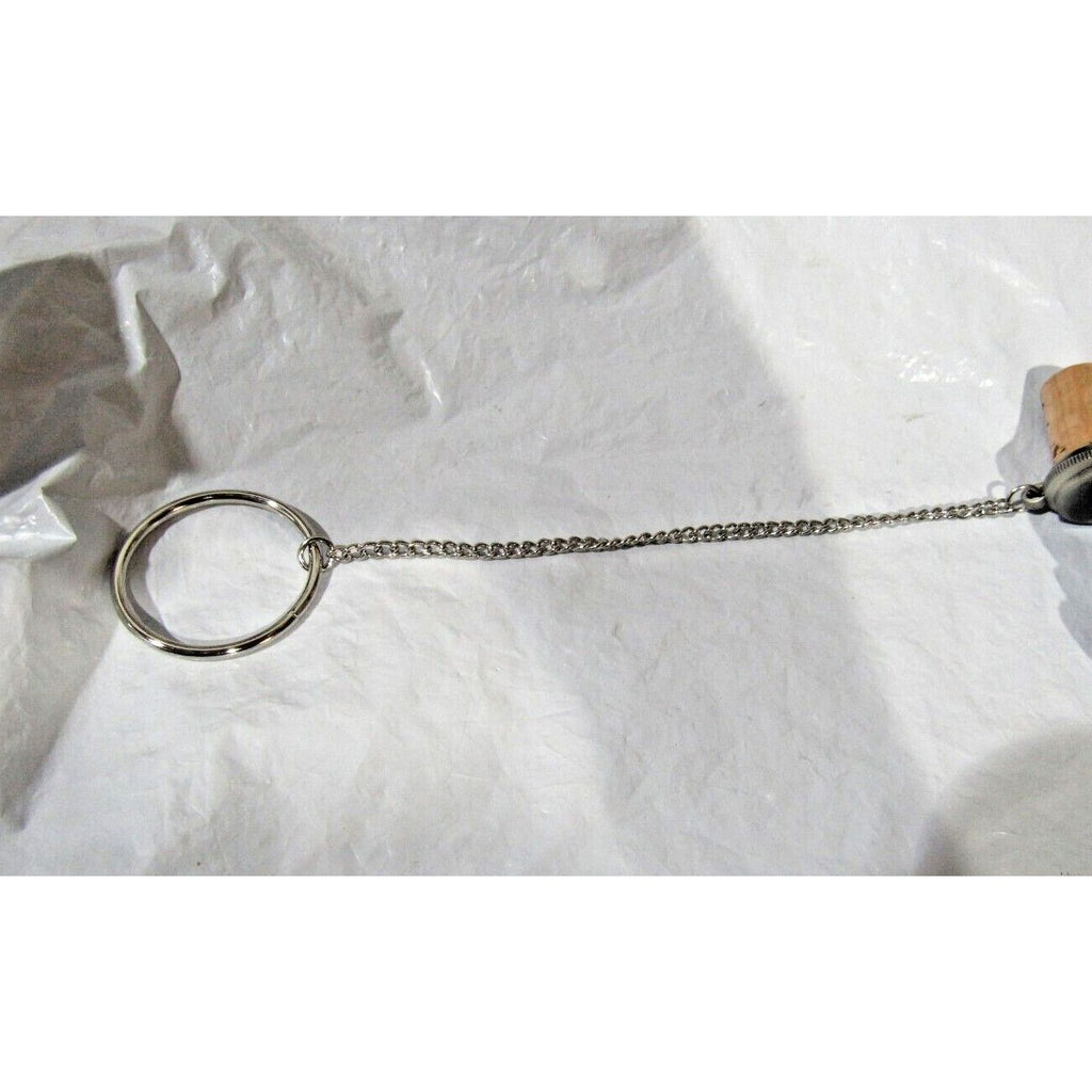 Solid Pewter Barrel w/Cork Wine Bottle Stopper w/Chain & Ring by Chenco, Inc.