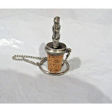 Solid Pewter Barrel w/Cork Wine Bottle Stopper w/Chain & Ring by Chenco, Inc.