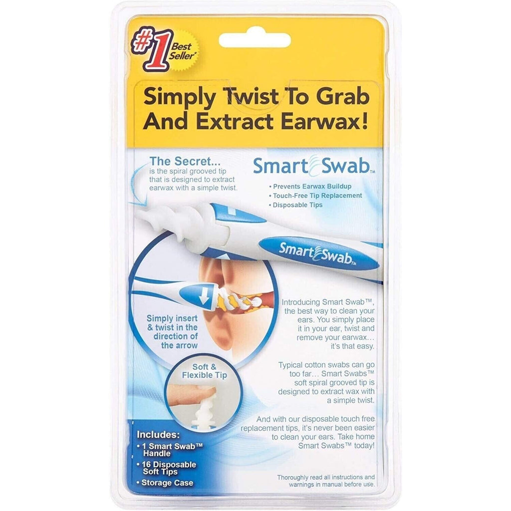 Smart Swab Soft Spiral Ear Cleaner Safe Ear Wax Removal Kit 16 Tips
