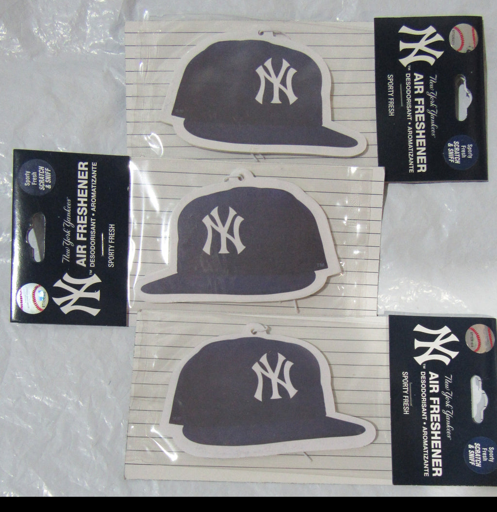 3 New York Yankees Hat Shaped Paper Air Freshener Sporty Fresh