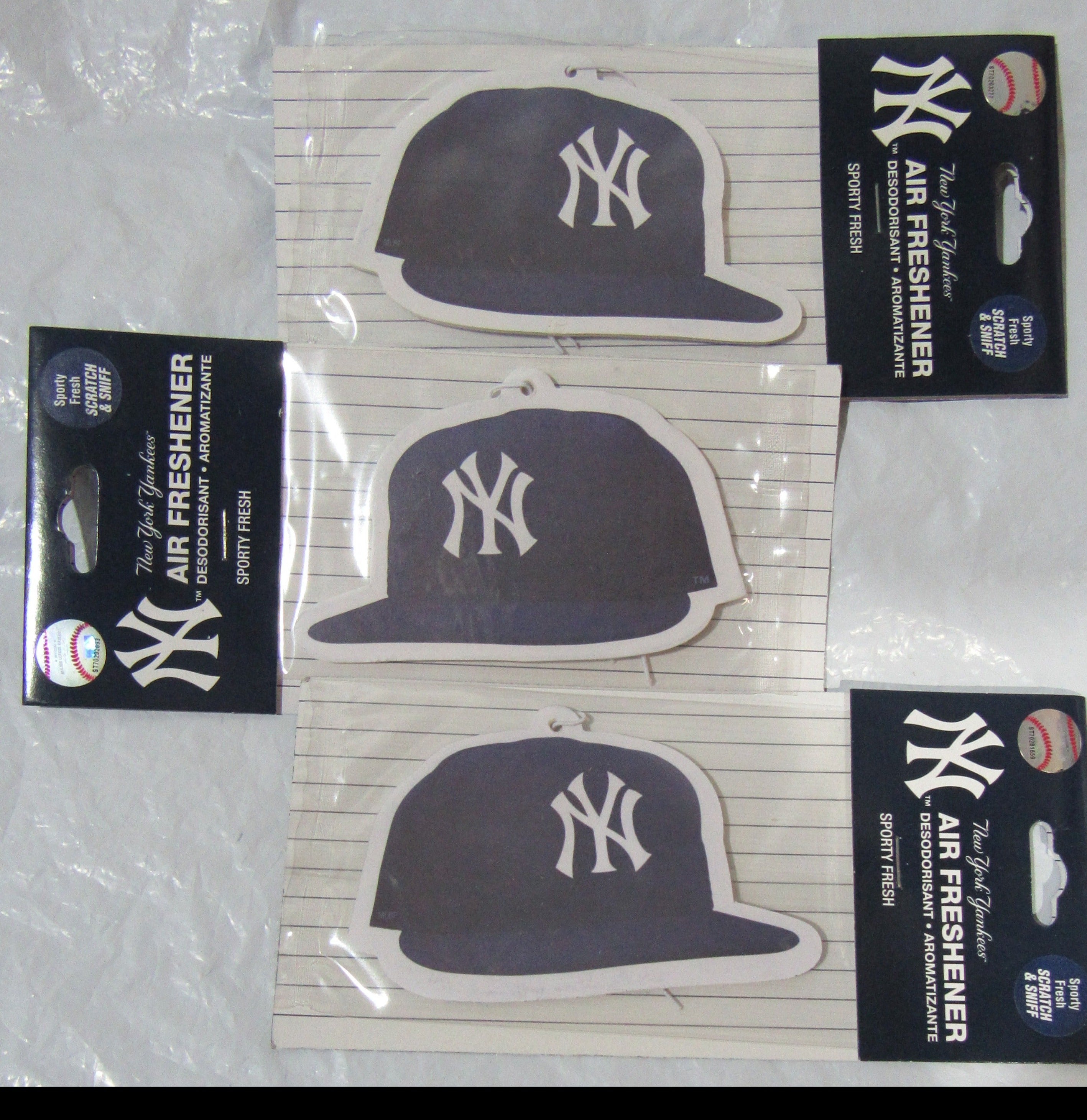 3 New York Yankees Hat Shaped Paper Air Freshener Sporty Fresh