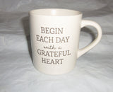 Begin Each Day with a Grateful Heart 16oz White Coffee Mug Threshold Stoneware