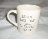 Begin Each Day with a Grateful Heart 16oz White Coffee Mug Threshold Stoneware