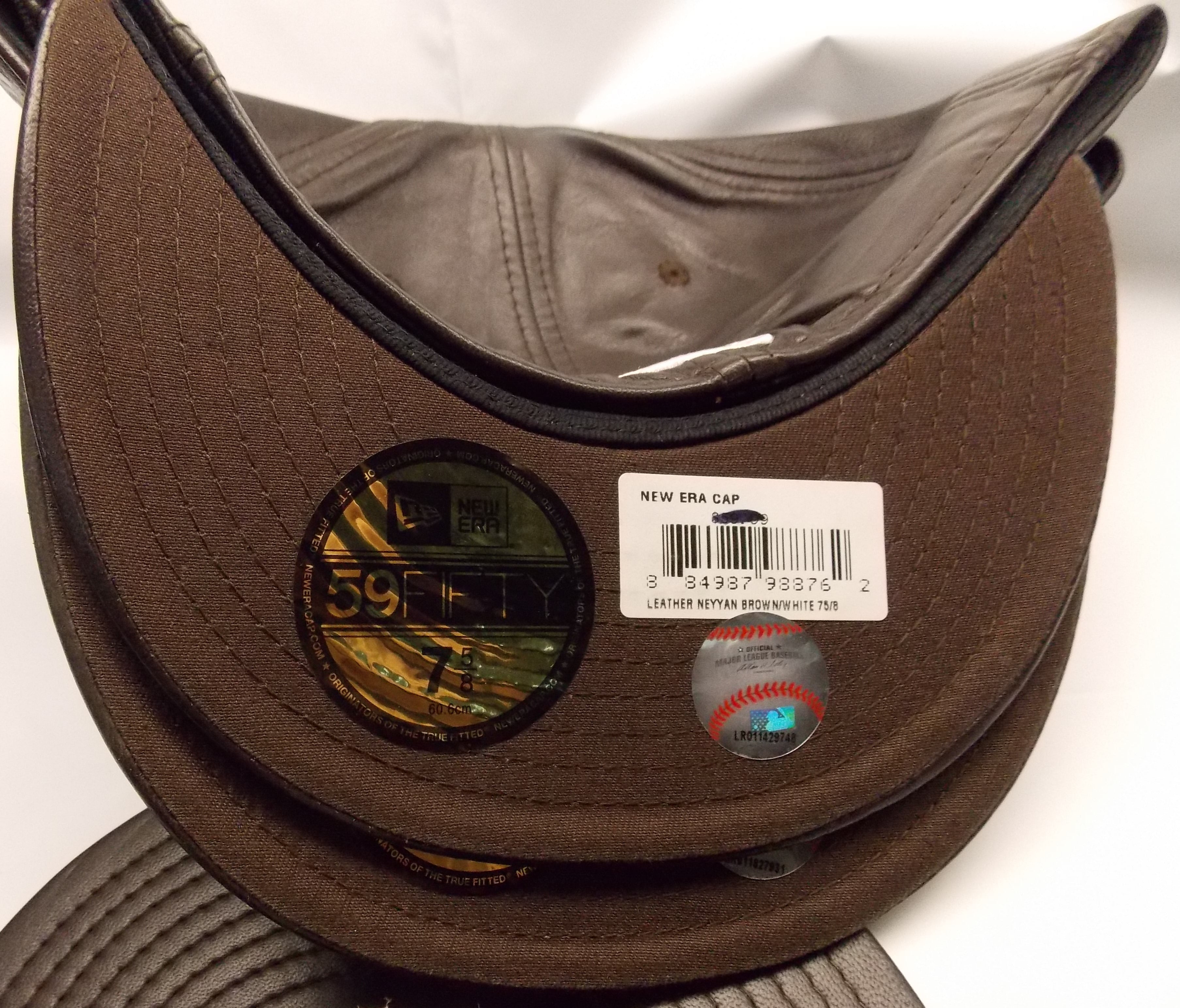 NWT MLB New York Yankees Brown Leather Cap/Hat Fitted Sz 7 5/8