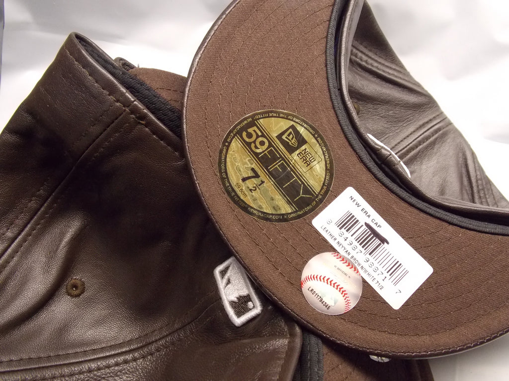 NWT MLB New York Yankees Brown Leather Cap/Hat Fitted Sz 7 1/2