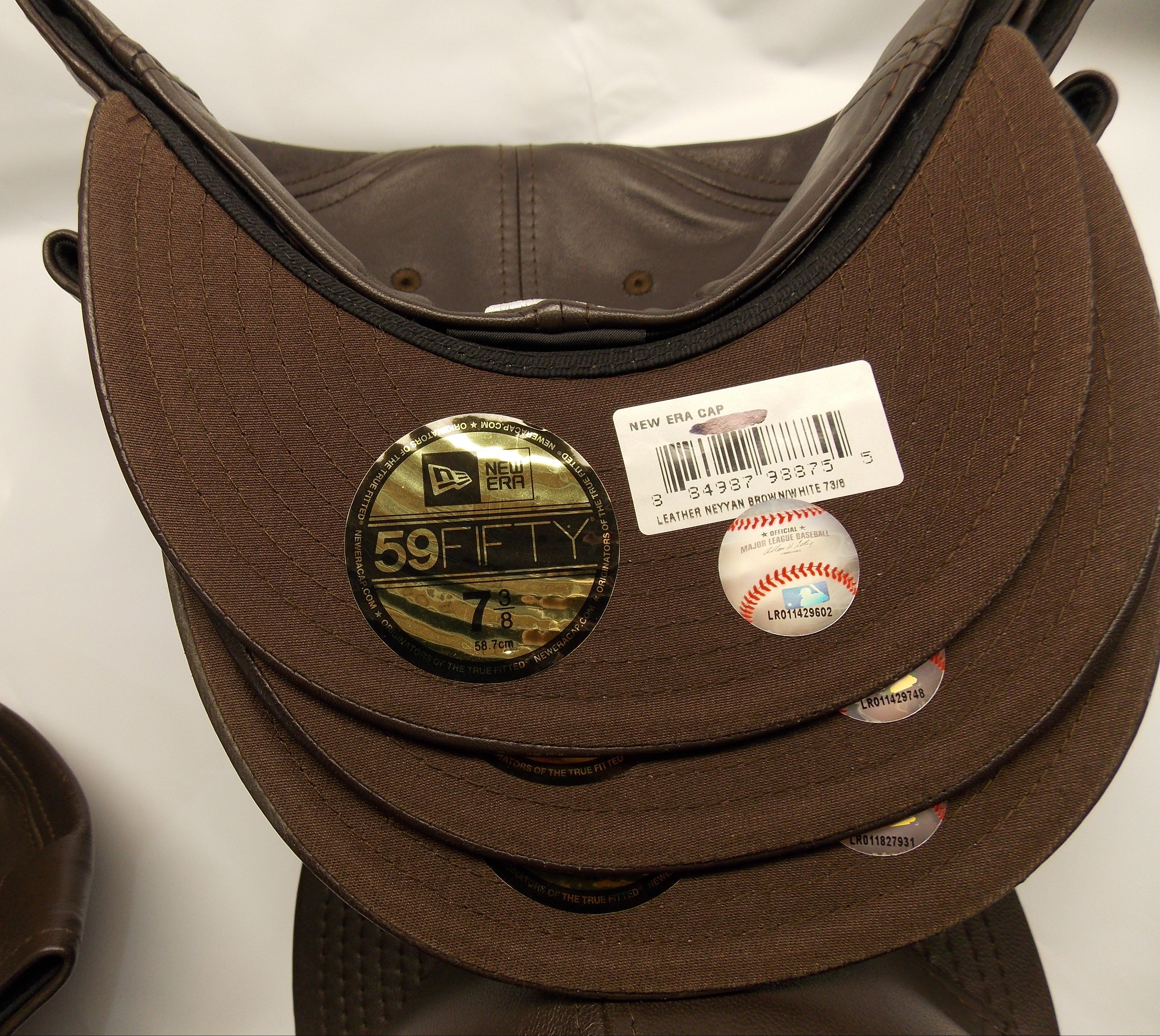 NWT MLB New York Yankees Brown Leather Cap/Hat Fitted Sz 7 3/8