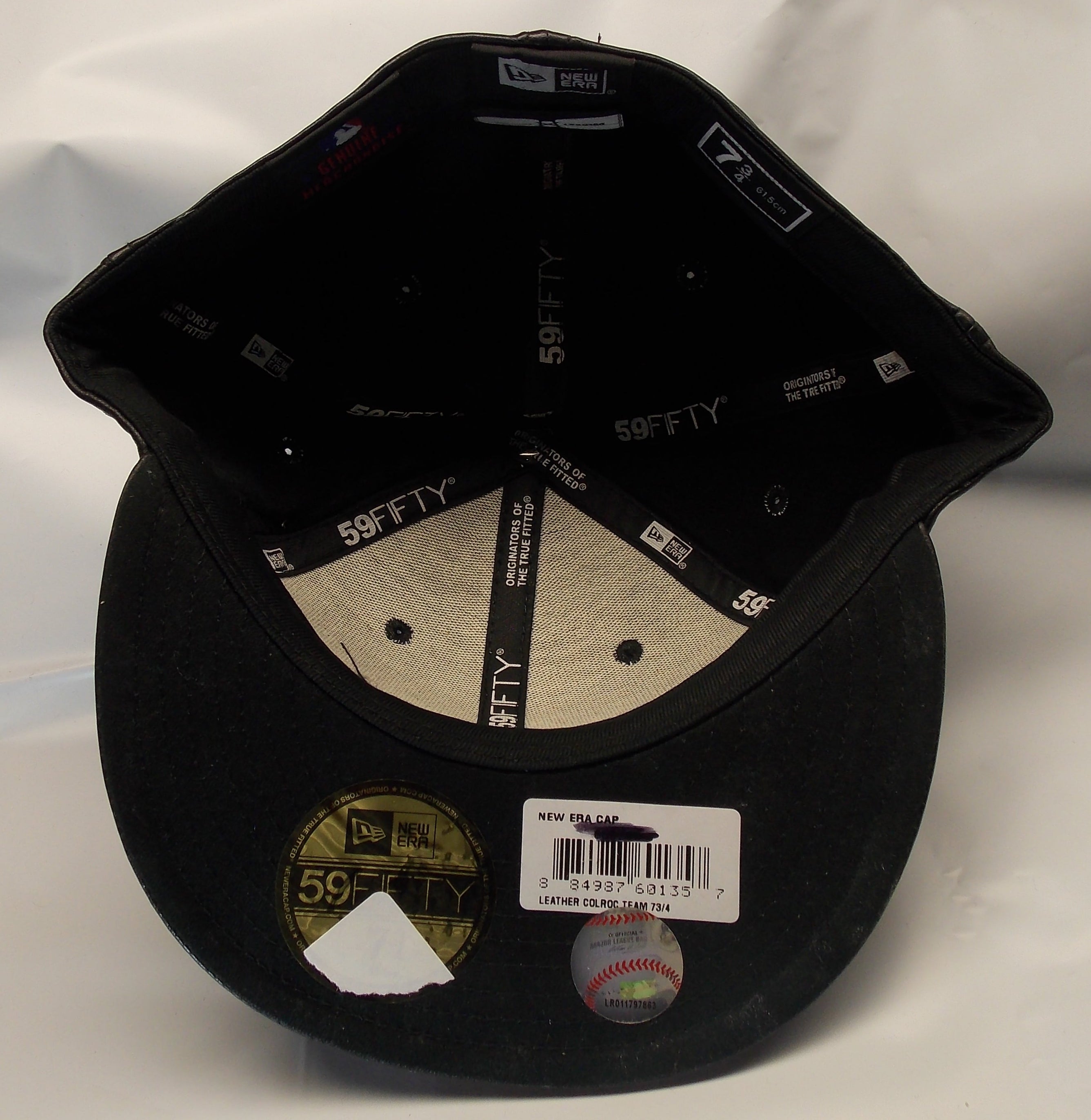 New Colorado Rockies size 8 Logo on Black Leather New Era Fitted Hat