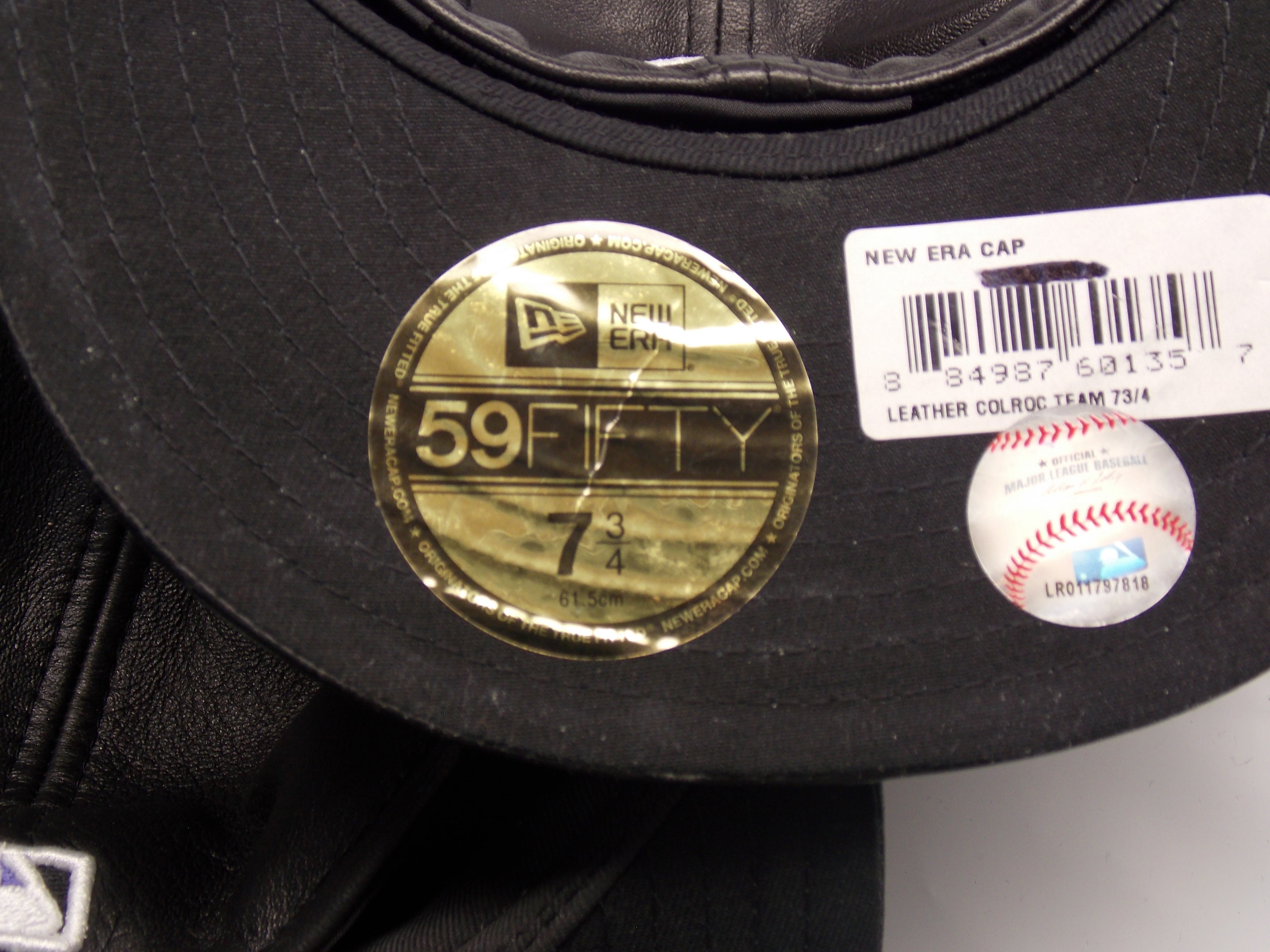 New Colorado Rockies size 7 1/8 Logo on Black Leather New Era Fitted Hat