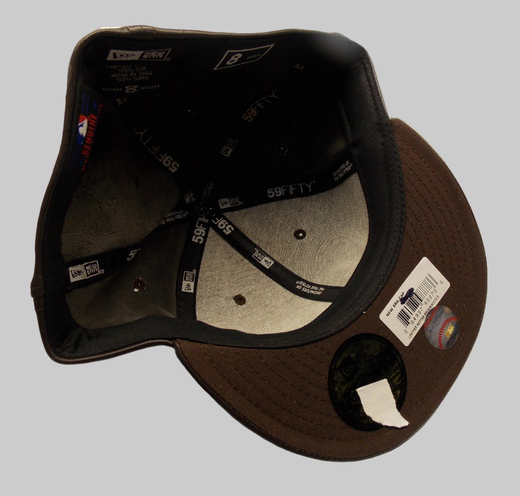 NWT MLB New York Yankees Brown Leather Cap/Hat Fitted Sz 7 1/8