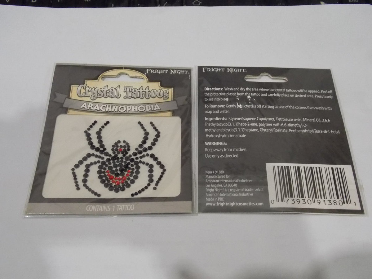 Fright Night Crystal Arachnophobia Spider Contains 1 Tattoos