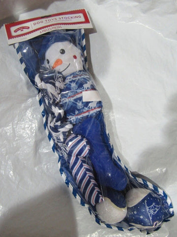 Dark Blue Dog Toy Stocking 2 Plush Toys 2 Balls 1 Rope 1 Squeak Toy Holiday Time