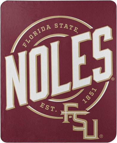 NCAA Florida State Seminoles Rolled Fleece Blanket 50" by 60" Style called Campaign