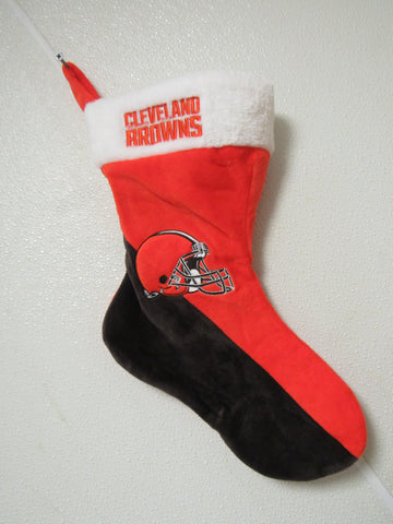 Embroidered NFL Cleveland Browns on 18" Orange/Brown Basic Christmas Stocking