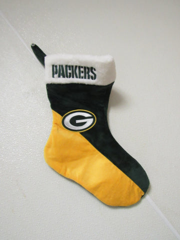 Embroidered NFL Green Bay Packers on 18" Yellow/Green Basic Christmas Stocking