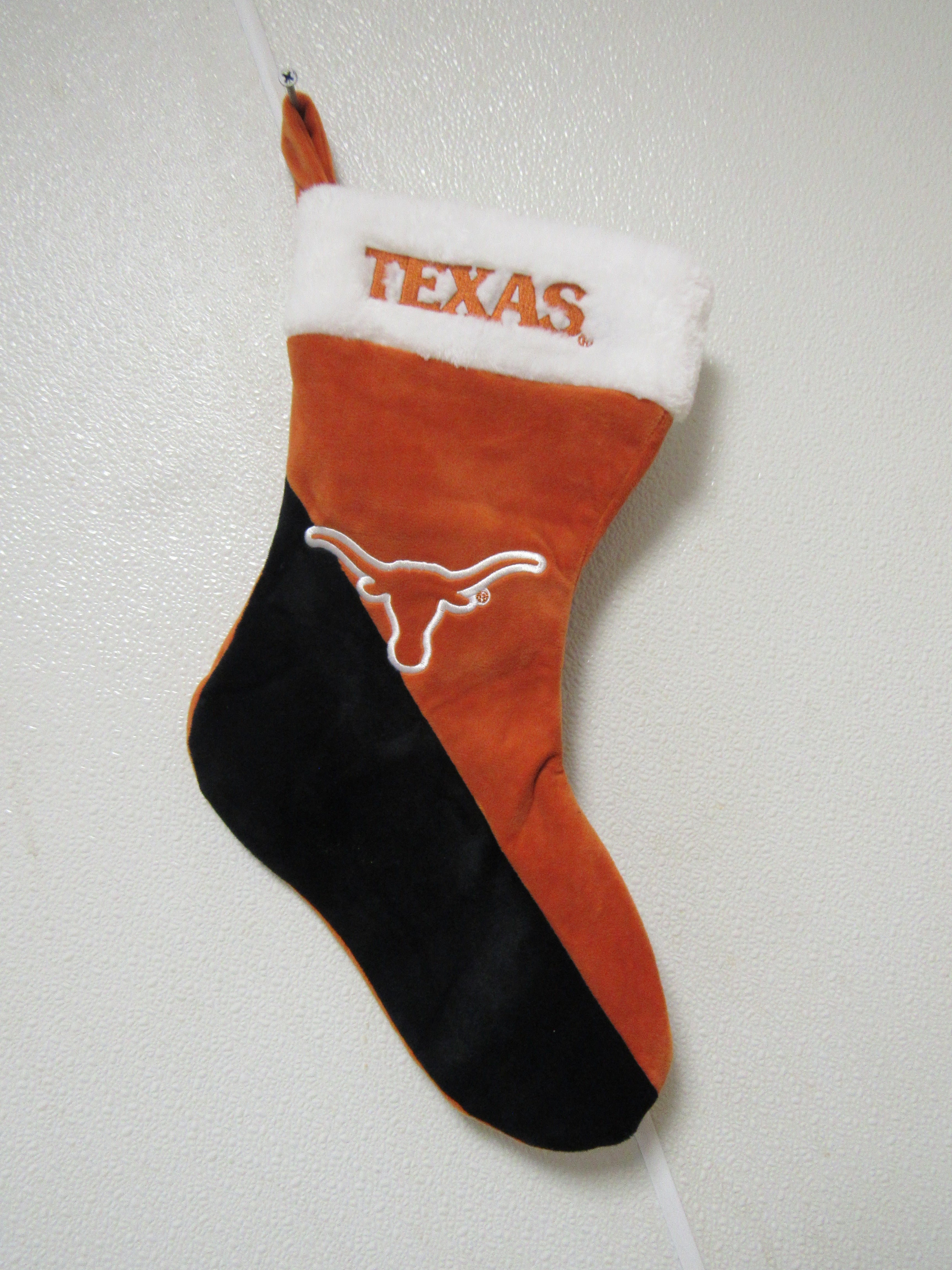 NCAA Texas Longhorns Logo Embroidered on 18" Orange/Black Basic Christmas Stocking