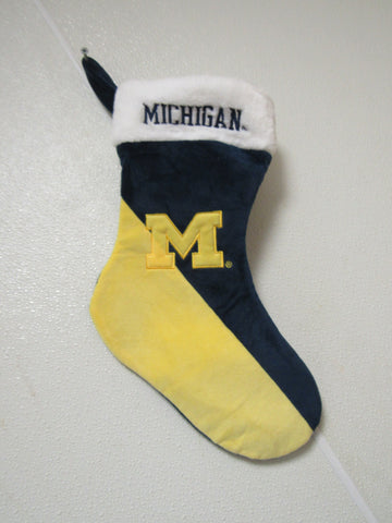 Embroidered NCAA Michigan Wolverines on 18″ Yellow/Blue Basic Christmas Stocking