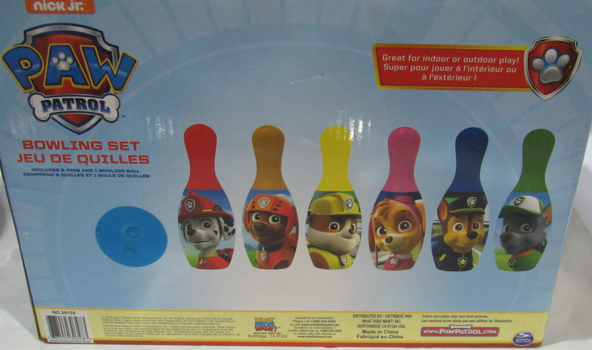 nick jr. Paw Patrol Indoor & Outdoor Plastic Bowling Set
