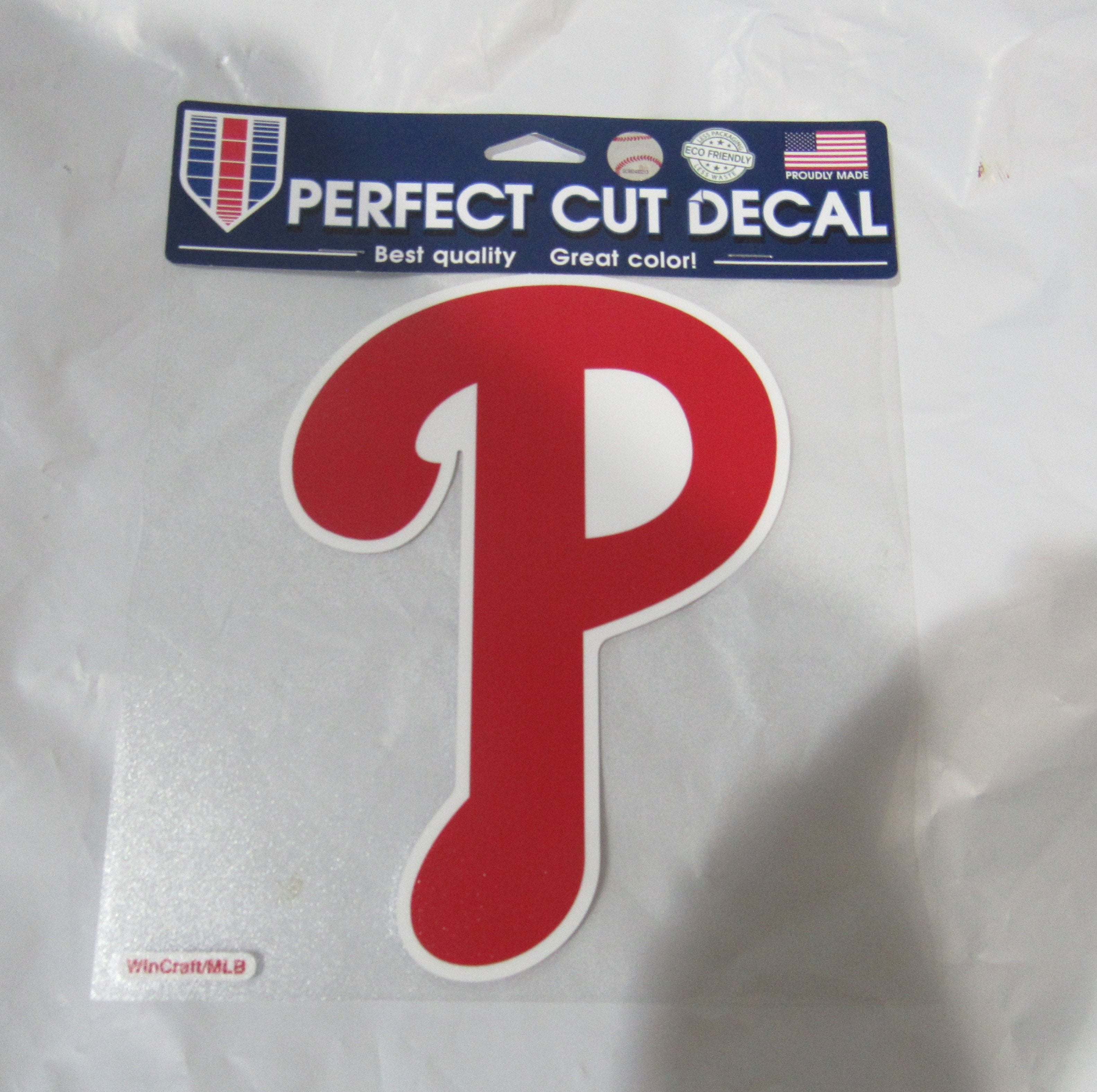 MLB Philadelphia Phillies Red Logo on 8"x8" Perfect Cut Decal Single WinCraft