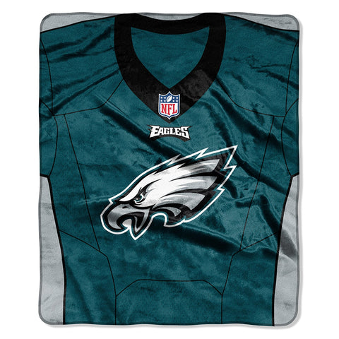 NFL Philadelphia Eagles Royal Plush Raschel 50"x60" Throw Blanket Style Jersey