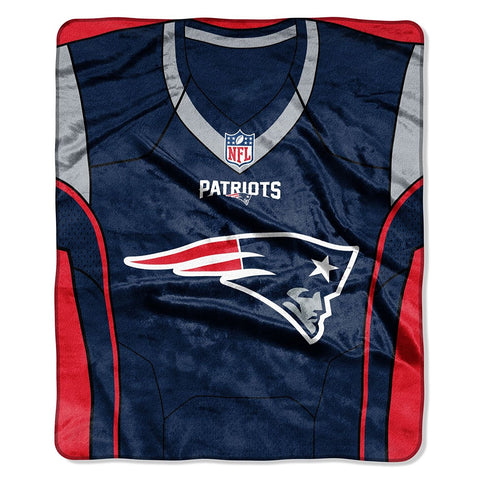 NFL New England Patriots Royal Plush Raschel 50"x60" Throw Blanket Style Jersey