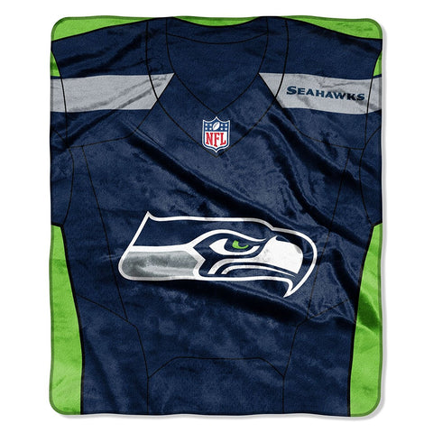 NFL Seattle Seahawks Royal Plush Raschel 50"x60" Throw Blanket Style Jersey