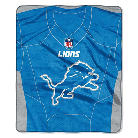 NFL Detroit Lions Royal Plush Raschel 50"x60" Throw Blanket Style Jersey