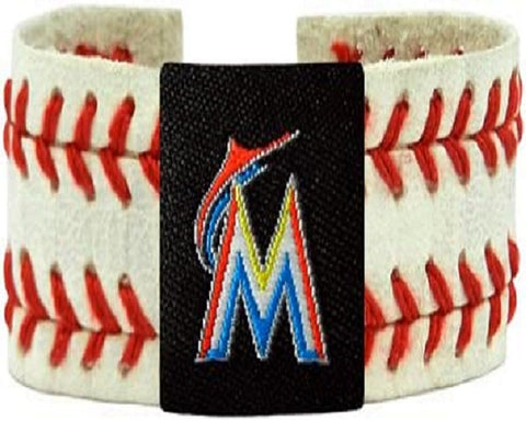 MLB Miami Marlins White 2 Seamer w/Red Stitching Team Baseball Bracelet