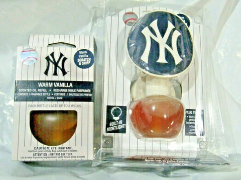 NY Yankees Electric Home Fragrancer w/ Nightlight Scent WARM VANILLA + 1 Refil