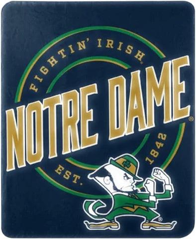 NCAA Notre Dame Fighting Irish Rolled Fleece Blanket 50" by 60" Style Campaign