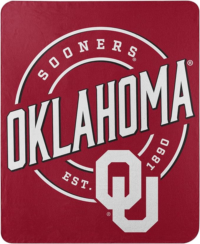 NCAA Oklahoma Sooners Rolled Fleece Blanket 50" by 60" Style called Campaign