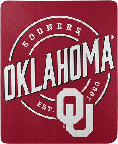 NCAA Oklahoma Sooners Rolled Fleece Blanket 50" by 60" Style called Campaign