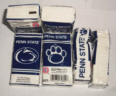 24 NCAA Penn State Nittany Lions 2 Logos on 4"x3"x1" Packaging 15 2-Ply Tissues