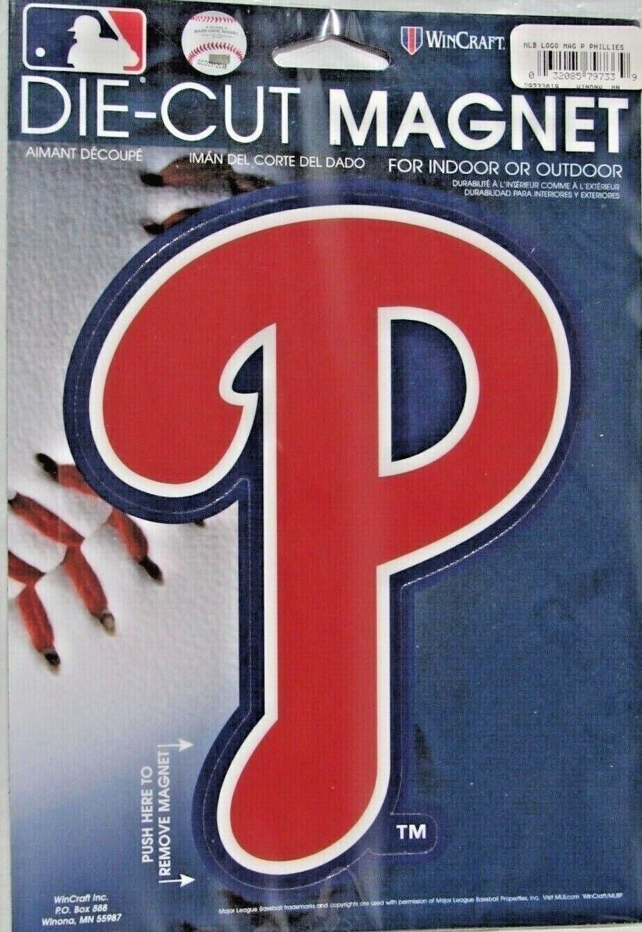 MLB Philadelphia Phillies Blue White Red Logo 6.75"x5" Auto Die-Cut Magnet WinCraft