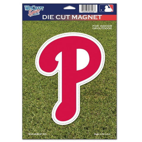 MLB Philadelphia Phillies Red and White 6.75"x5" Auto Die-Cut Magnet WinCraft