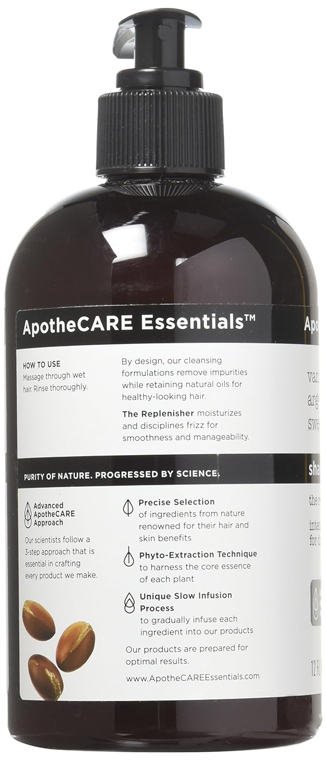 Set of 4 ApotheCARE Essentials The Replenisher Moisturizing Shampoo Vanilla 12 Fl Oz