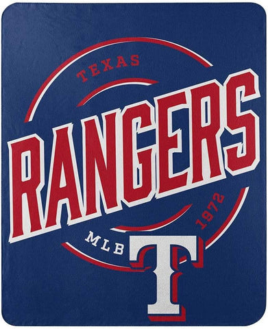 MLB Texas Rangers Rolled Fleece Blanket 50" by 60" Style Called Campaign