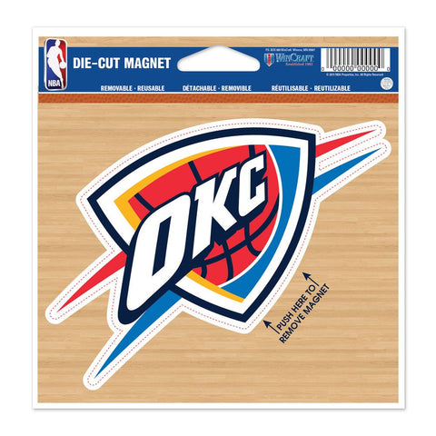 NBA Oklahoma City Thunder Logo on Basketball 4 inch Auto Magnet by WinCraft