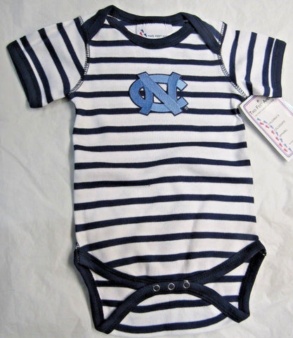 NCAA North Carolina Tar Heels 12M Infant Striped Creeper Onesie Bodysuit