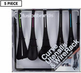 Essential Kitchen Utensils/Tools with Storage Rack 5 Piece Set Fusionbrands