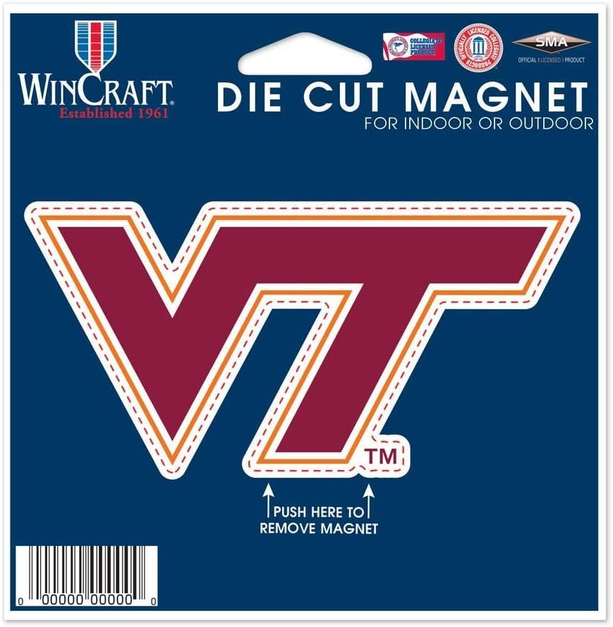 NCAA Virginia Tech Hokies Logo on 4 inch Auto Magnet by WinCraft