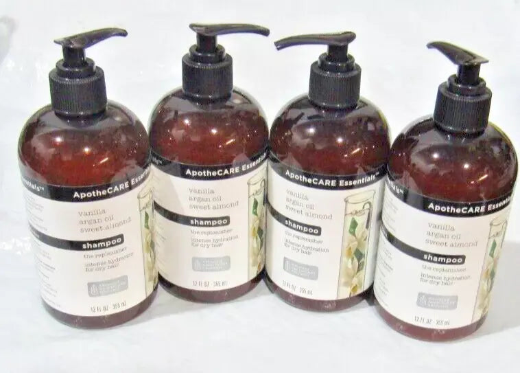 Set of 4 ApotheCARE Essentials The Replenisher Moisturizing Shampoo Vanilla 12 Fl Oz