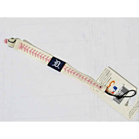MLB Detroit Tigers White w/Pink Stitching Team Baseball Seam Bracelet Gamewear