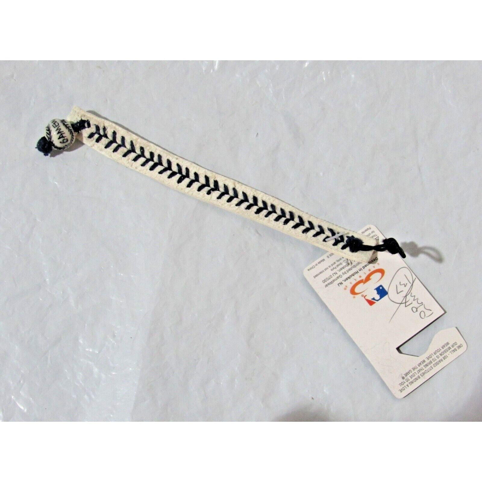 Blank White w/Black Stitching Team Baseball Seam Bracelet by Gamewear