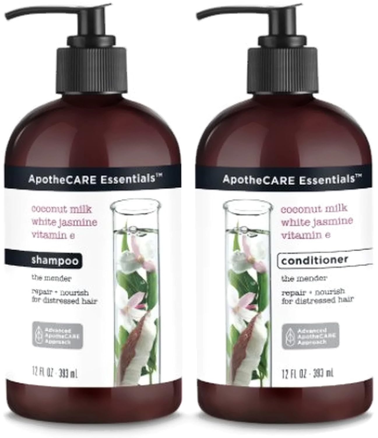 ApotheCARE Essentials coconut milk The Mender Shampoo and Conditioner 12FLoz