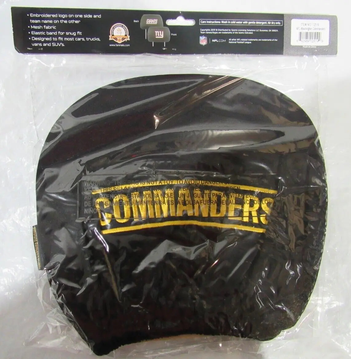 NFL Washington Commanders Head Rest Cover Double Side Embroidered Pair by Fanmats