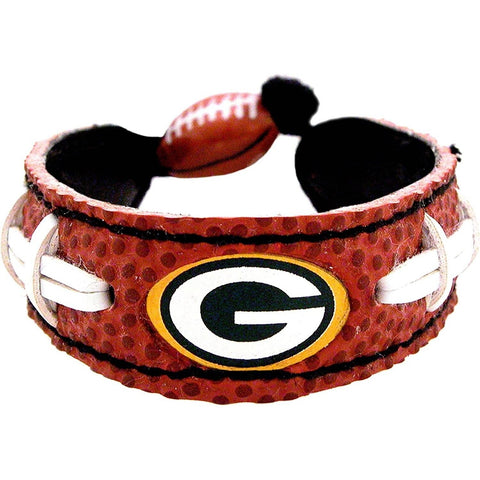 Green Bay Packers Brown w/White Laces NFL Football Bracelet by Gamewear