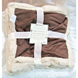 Brown Sherpa Look of Lamb Skin Micro Plush Throw Blanket 50"x60" Reversible