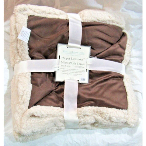 Brown Sherpa Look of Lamb Skin Micro Plush Throw Blanket 50"x60" Reversible